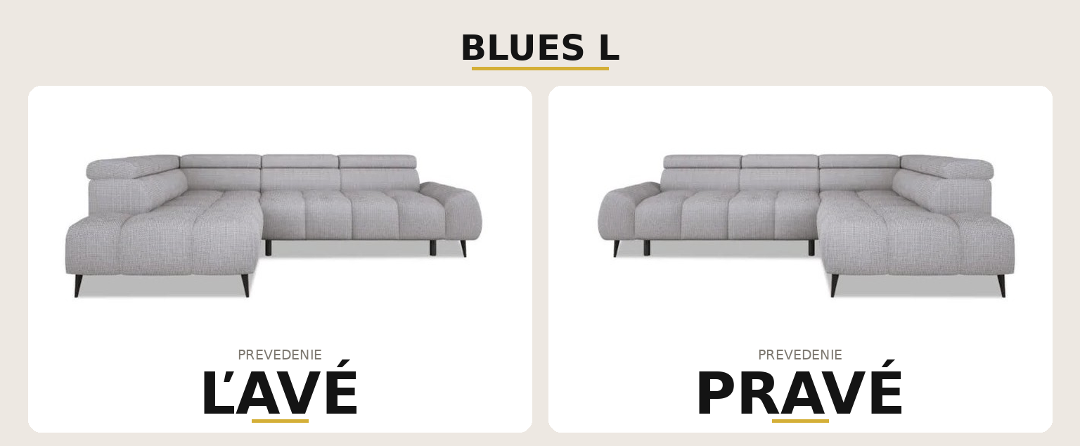 Sedacia súprava BLUES L – ľavé a pravé prevedenie